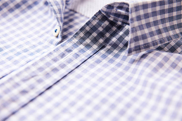 istock Close up of Men's checkered shirt. Copy space. 2161941123