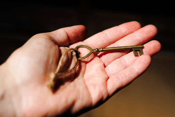 istock Heart Shaped Vintage Skeleton Key in Hand 2161945072