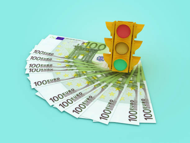 istock 3D Traffic Light with Euro Bank Notes 2161946788
