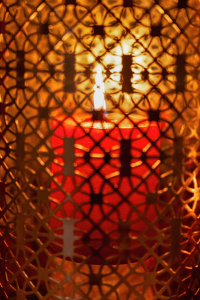 turkish lantern and arabic flashlight , lit candles in a tea light holder ,pattern of oriental Lights