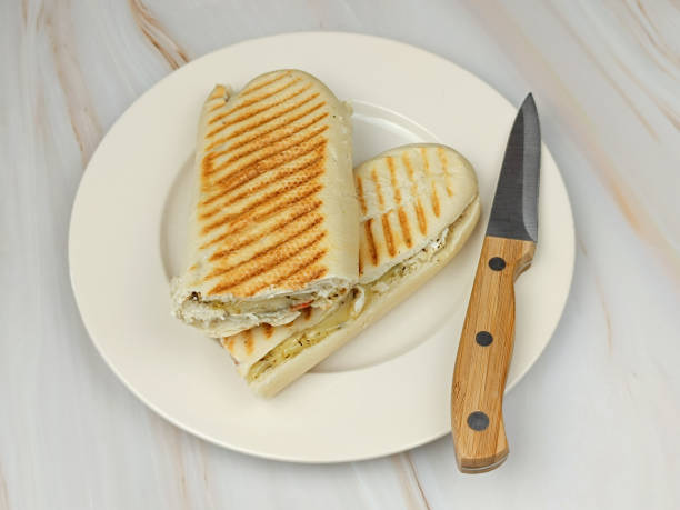 istock panini sandwich, close-up, on a plate 2161955816