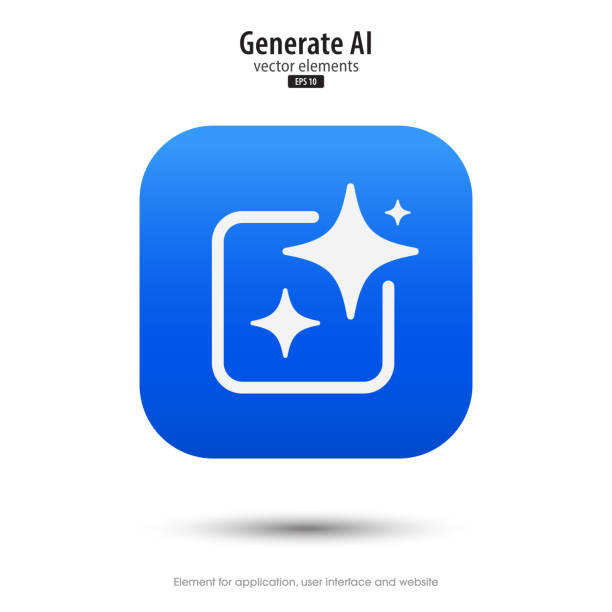 Ai generated icon. 3d button minimal style modern with Ai stars icon. Tools for generate from the text. Large data processing concept. Icon element design for app and web. Vector illustration. Ai generated icon. 3d button minimal style modern with Ai stars icon. Tools for generate from the text. Large data processing concept. Icon element design for app and web. Vector illustration. artificial intelligence icon stock illustrations