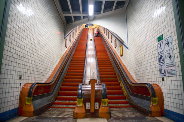 Escalators for import and export of Guangzhou metro station, China