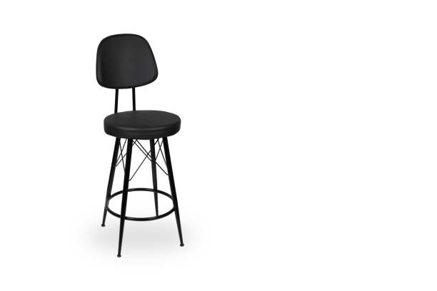 istock Sleek Black Modern Adjustable Bar Stool with Ergonomic Seat Design: Contemporary High Chair for Kitchen Island, Home Bar, or Counter-Height Dining - Minimalist Style Furniture 2161965743
