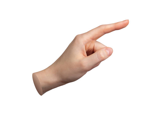 istock Hand gesture with pointing finger, indicating sign. Index finger, pointer isolated on white 2161971520