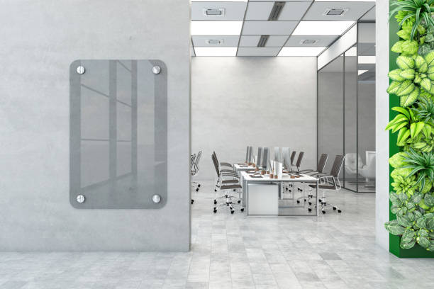 istock Interior Of An Empty Modern Open Plan Office With Empty Sign On The Wall 2161973081