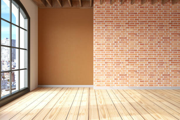 istock Unfurnished Empty Room with Brick Wall and Window 2161973251