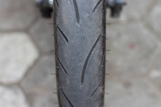 istock old motorcycle tire that has no sign of rubber tile 2161973714