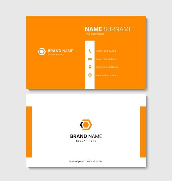 Modern business card layout design with yellow accents. Vector Modern business card layout design with yellow accents. Vector illustration square business card mockup stock illustrations