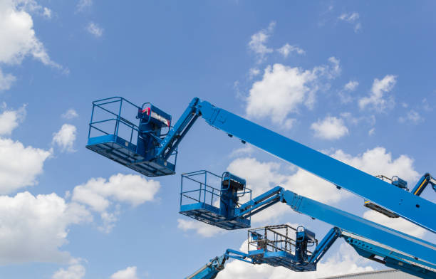 istock A blue crane with a blue and red logo on the front 2161976119