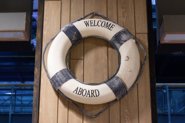 istock A white and blue life preserver with the words 