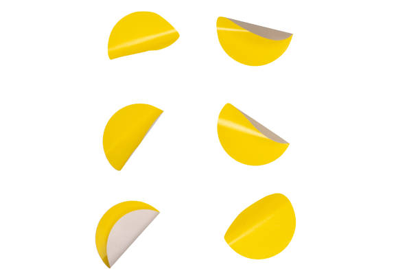 istock Round yellow stickers, blank tags labels isolated on a white background. 2161984542