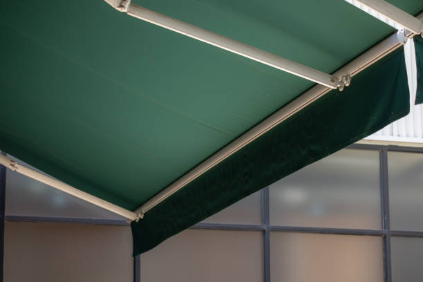 istock A green awning with a white frame 2161986118