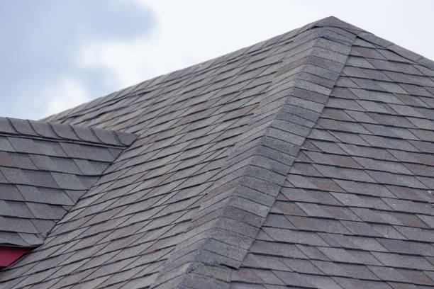 istock A roof with a gray and tan shingle 2161986120