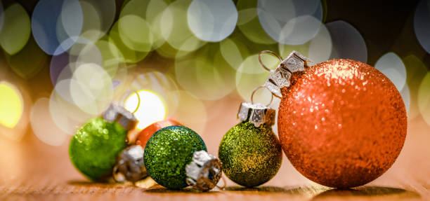Christmas Ornaments on Rustic Table