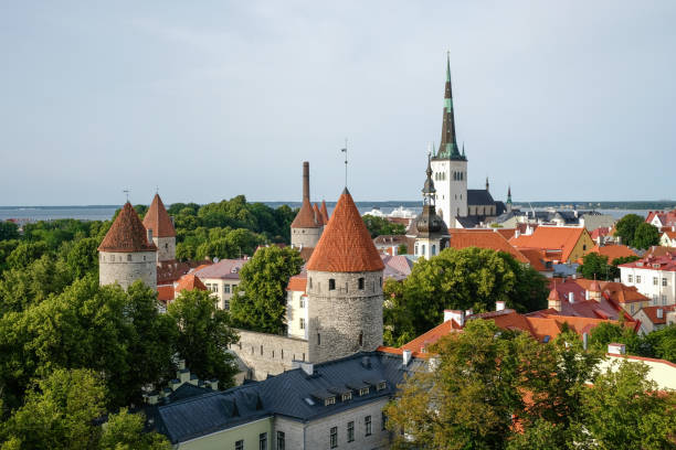 Tallinn old town Estonia aerial view daylight