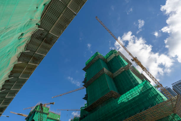 Construction site of commercial building under construction