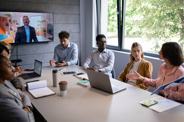 istock Discussion of new projects through an online meeting 2161994038
