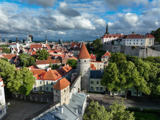 Tallinn old town Estonia aerial view daylight