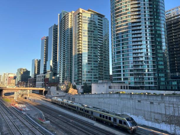 istock Train and residential buildings 2161994411