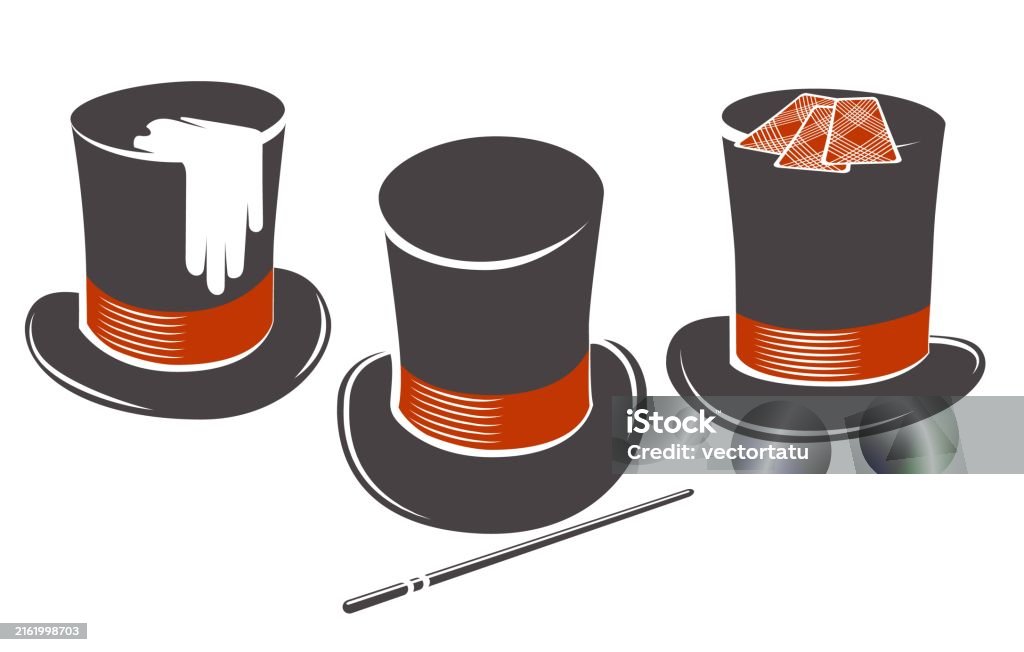 Random Magic Hat Magic Hat Graphics Collection Stock Illustration - Download Image Now ...