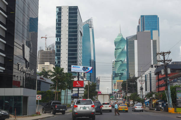 The modern architecture of the tower skyscrapers of downtown district in Panama City