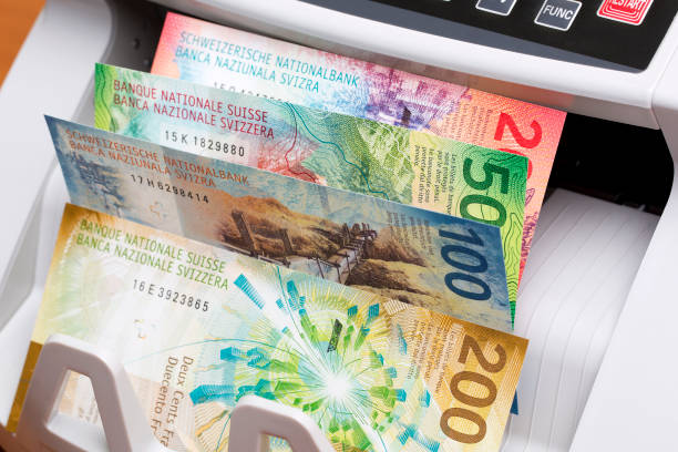 istock Swiss Franc in the counting machine 2162010826