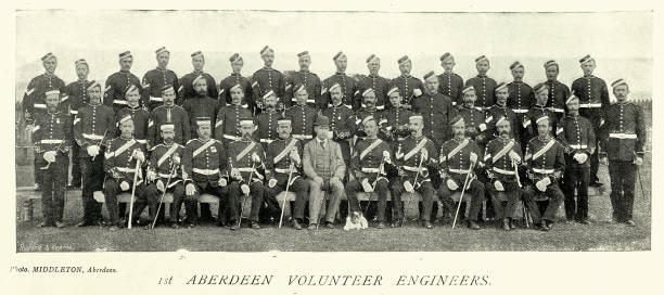 istock British Army volunteer soldiers, 1st Aberdeen Volunteer Engineers, Victorian military history, 1890s, 19th Century 2162017471