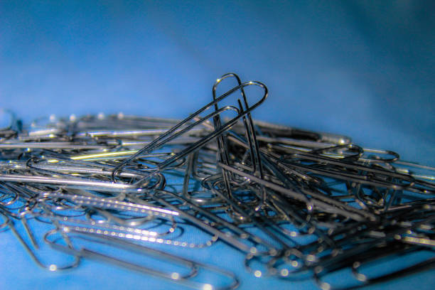 Silver metal clips for office paperwork