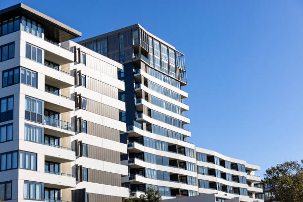 istock Modern apartment buildings, background with copy space 2162020944