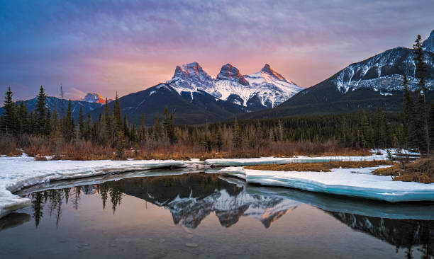 The Three Sisters mountain near Canmore, Kananaskis, Alberta
