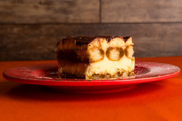 Slice of new york cheesecake on plate