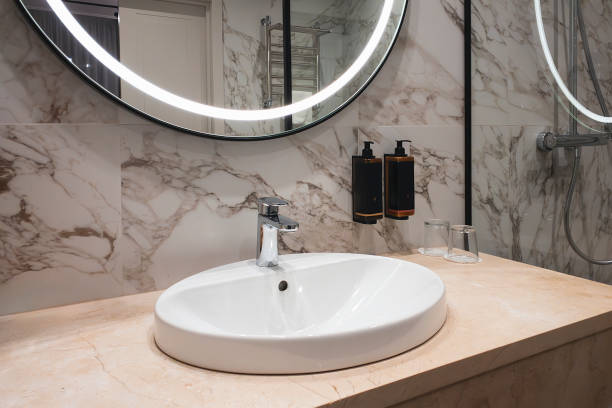 istock Kitchen interior. Modern kitchen washbasin with faucet in kitchen interior. 2162028471