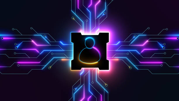 Person icon on circuit board