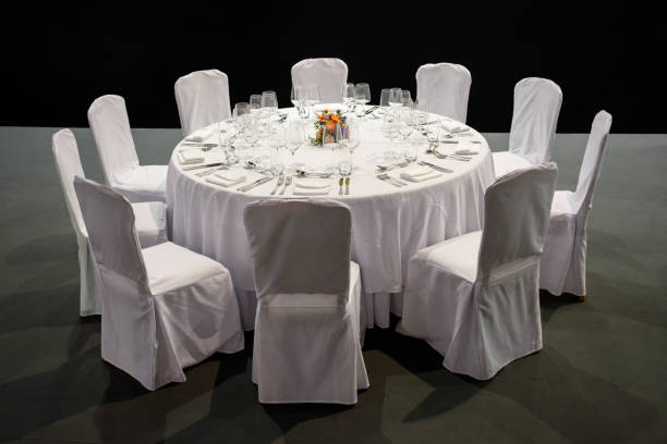 istock Luxuriously laid table in banquet hall 2162039286