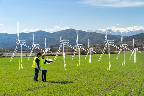Imagining  wind turbines in  beautiful countryside
