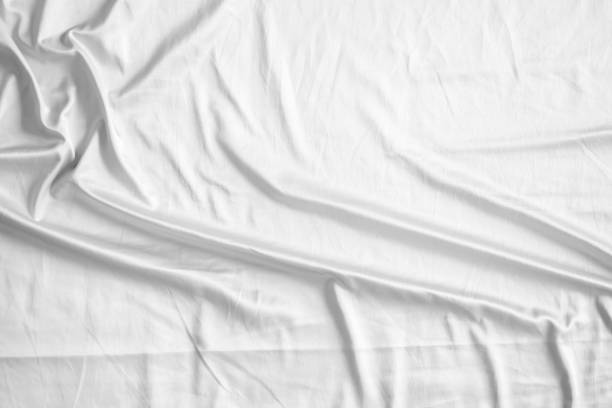 Abstract white wrinkled bedding sheet fabric texture background