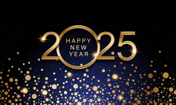2025 happy new year background design. greeting card, banner, poster. vector illustration. - tahun baru ilustrasi stok