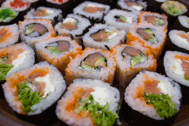 istock Close-Up of a Diverse Sushi Platter 2162044594
