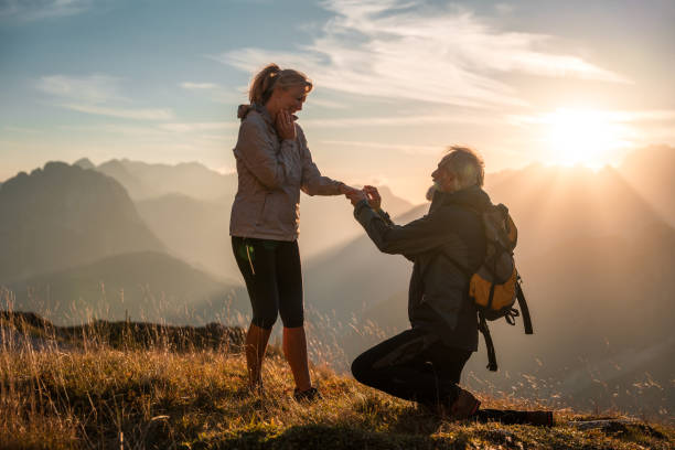 istock Romantic Mature Couple Outdoors Proposal 2162044936