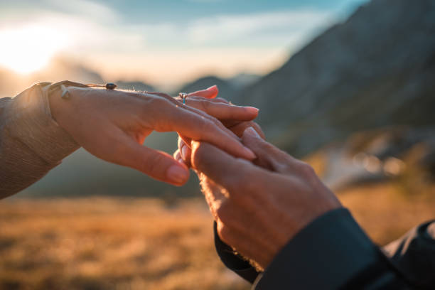 istock Mature Couple Gets Engaged While Hiking Outdoors 2162044955