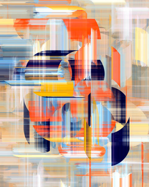 istock Retro mid-century abstract screenprint-style modernist background. Fractal art. 2162046343