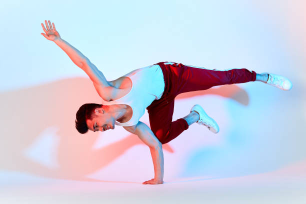 True asian b-boy lives and breathes hip-hop culture and dedicates his life to the pursuit of higher levels of hip-hop. Every day routine work-out.