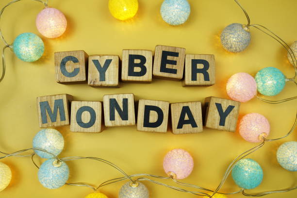istock Cyber Monday alphabet letters top view on yellow background 2162052831