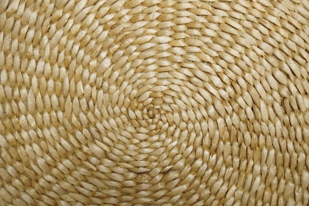 Macro photography of the intricate weave of a traditional basket  made in natural material.