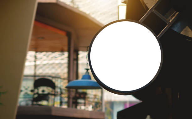 istock Banner circle light box mockup for print design presentation. logo, text, promotional poster. 2162055401