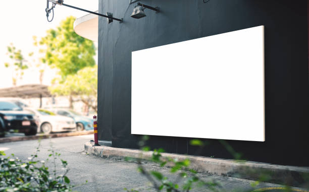 istock Large white blank billboard mockup displayed inside the mall. 2162055456