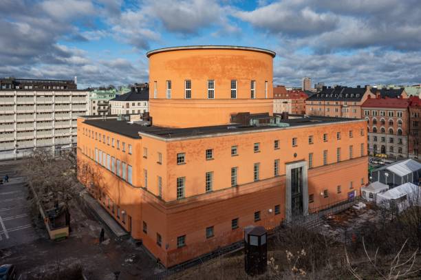 Stockholm, Sweden – February 17, 2024: Stockholms stadsbibliotek, Stockholm Public Library, an architectural masterpiece designed by Gunnar Asplund in 1928