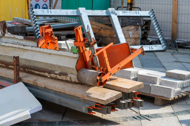 istock Construction materials and equipment at the road repair site 2162072383