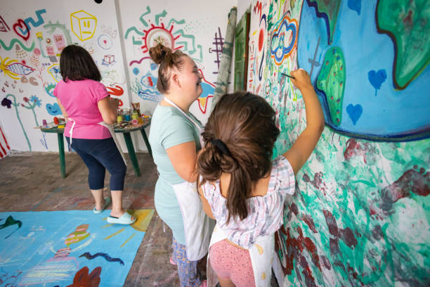 istock Joyful Painting with Two Sisters 2162072491